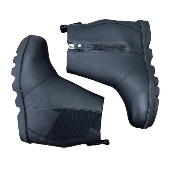 Womens Sz 8 Black Ankle Boots Hidden Heel Wedge Athlefit Sawtooth NWT - Picture 5 of 8